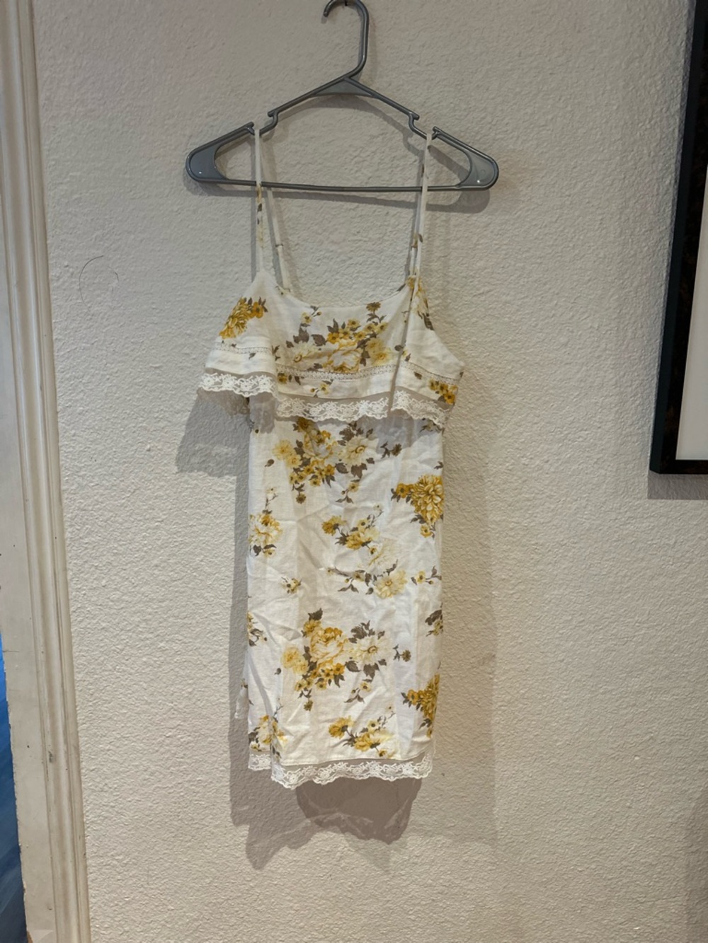 Universal Thread White Mini Dress with Yellow Floral Print